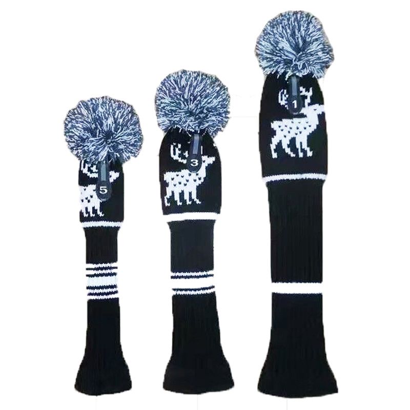Fairway Metal Wood Red/black Golf Headcover Knit Pom Head