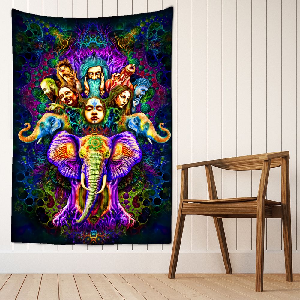 Psychedelic Fluorescent Portrait Tapestry Wall Hanging