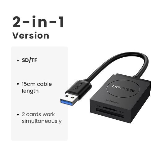 SD Card Reader USB 3.0 2 Slots Flash Memory TF SD Micro SDXC