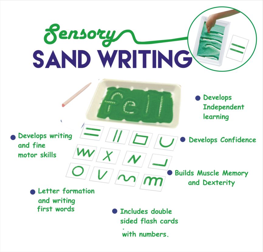 Sand Tray With Wooden Pen, Letter Formation Writing Exercises, Pen Control And Writing Muscle Memory Tool For Kids .