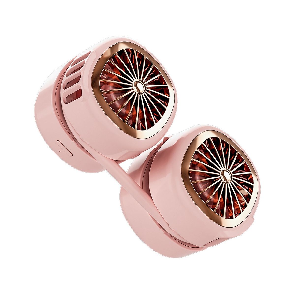 Hanging Neck Fan Folding New Product Convenient Storage Pocket Leafless Outdoor Sports Portable Handheld Fan Mute Pink