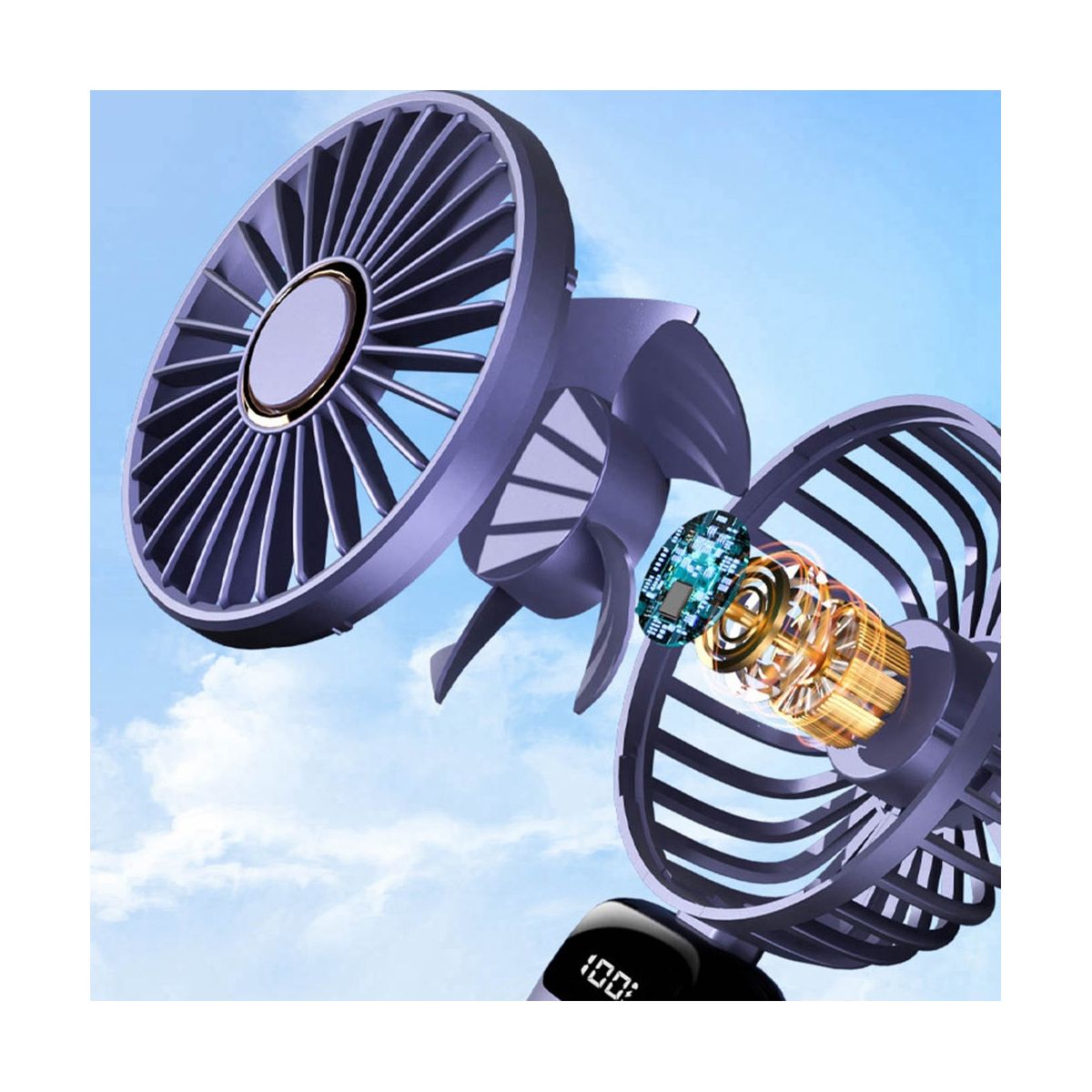Portable Hand- Fan Office Desktop Multifunctional Folding Double-Headed Small Fan with A Neck LanyardWhite