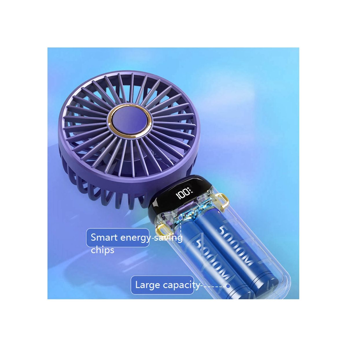 Portable Hand- Fan Office Desktop Multifunctional Folding Double-Headed Small Fan with A Neck LanyardWhite