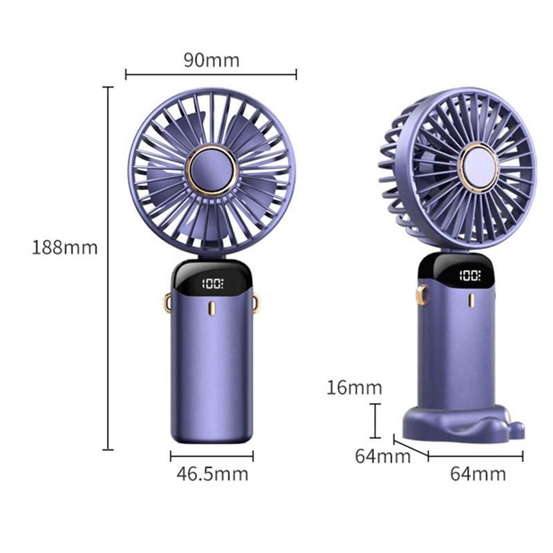Portable Hand- Fan Office Desktop Multifunctional Folding Double-Headed Small Fan with A Neck LanyardWhite
