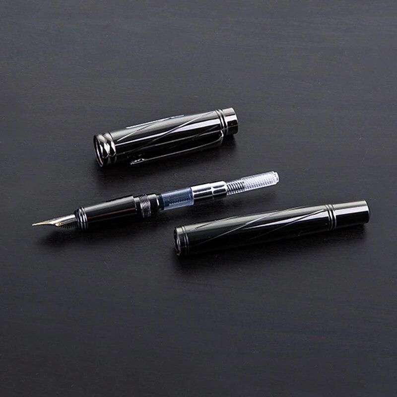 High Quality Metal Silver Fountain Pen Luxury Brand Office Business Writing Ink Pens 0.5mm Nib School Stationery Gifts Supplies