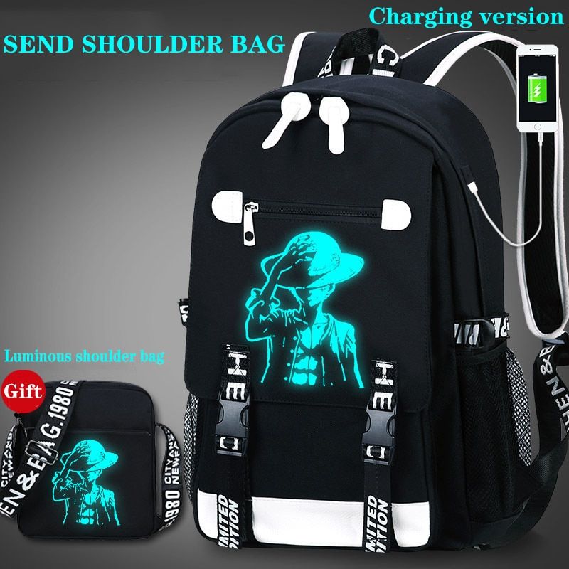 3D Luminous Animation USB Charge School Bag