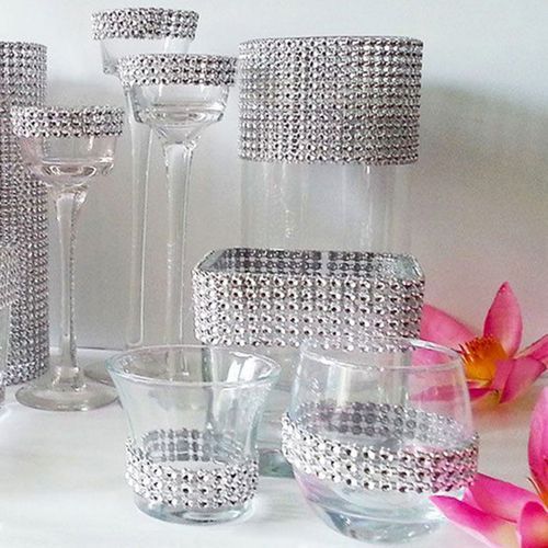 24 Rows/Set Rhine  Mesh Ribbon  Ake Roll Wrap Fashion Wedding Dress Wrap-silver