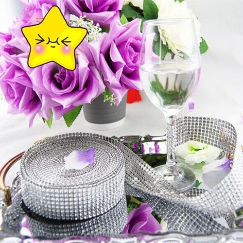 24 Rows/Set Rhine  Mesh Ribbon  Ake Roll Wrap Fashion Wedding Dress Wrap-silver