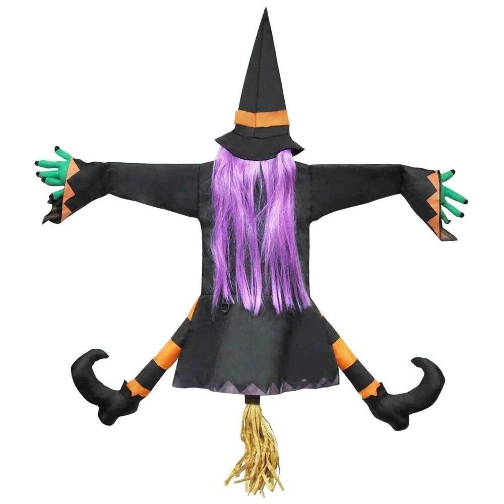 Crashing Witch Into Tree Halloween Crashed Flying Witch Props Hanging Decoration for Halloween Outdoor Tree Yard Door Decor
