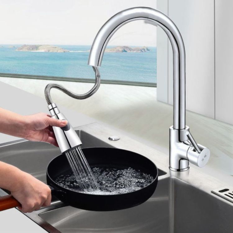 Kitchen Pull-out Faucet, Style:Stainless Steel Black