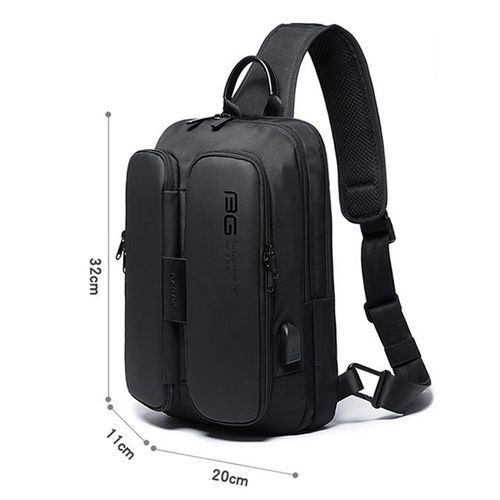 Men's Safety USB Portable Shoulder Bag (Black)