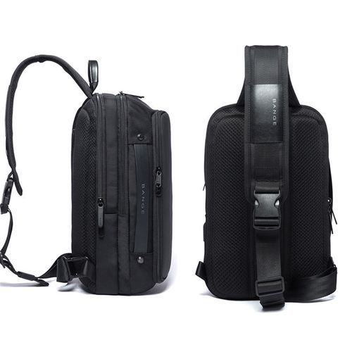 Men's Safety USB Portable Shoulder Bag (Black)