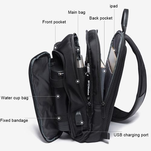 Men's Safety USB Portable Shoulder Bag (Black)