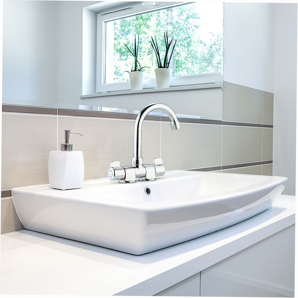 Foldable RV Faucet Rotating Two Handle Deck/Wall Mounted RV
