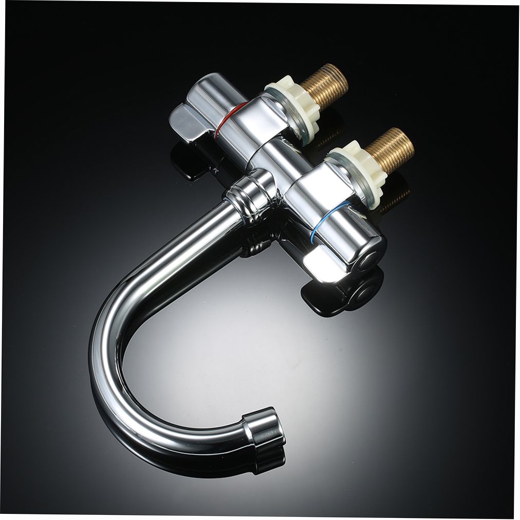 Foldable RV Faucet Rotating Two Handle Deck/Wall Mounted RV