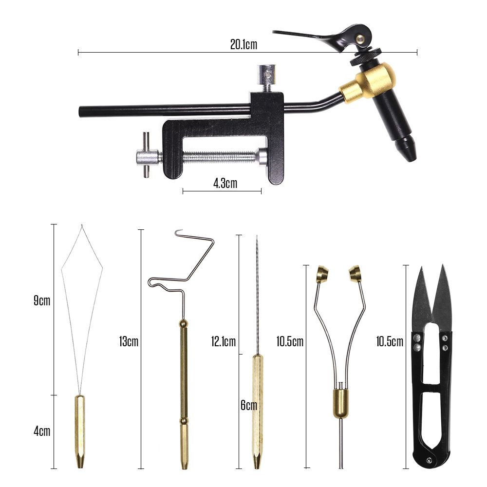 6pcs Fly Tying Tools Combo Kit Fly Tying Vise Bobbin Holder
