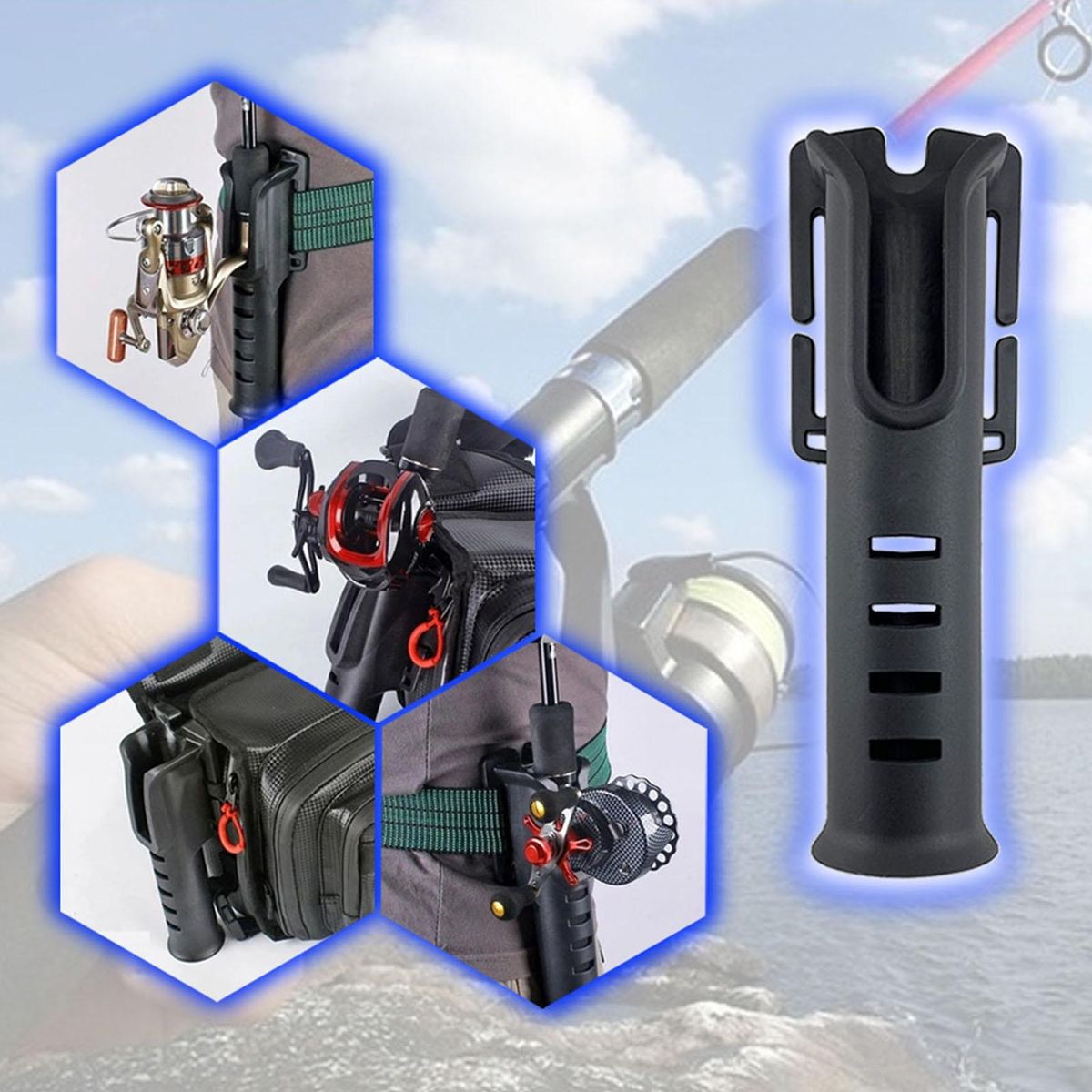 Pole Inserter Portable Handy Pole Inserter Fishing Pole Bucket Black