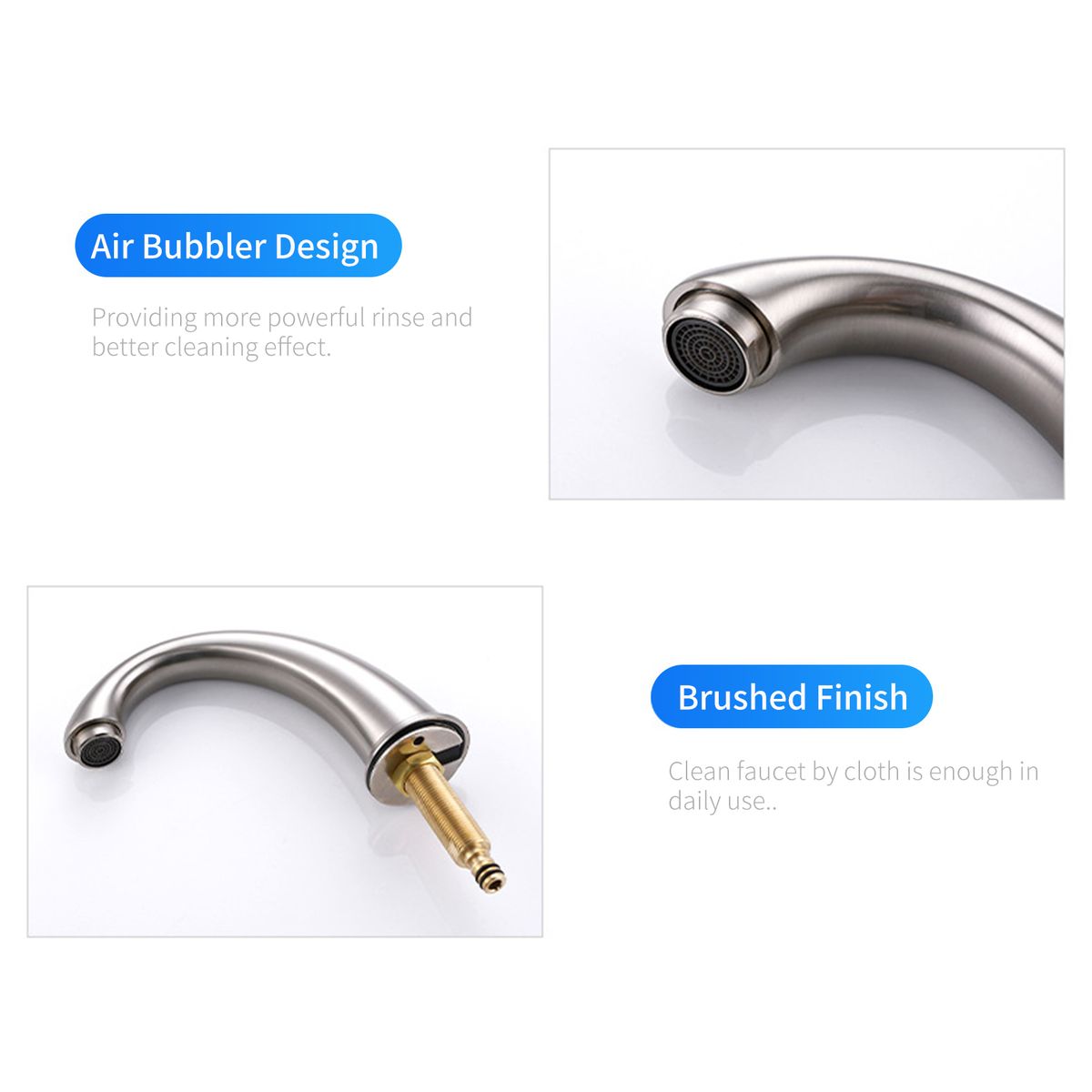3 Hole Two Handle Kitchen Faucets Hot   Cold Water Mixer