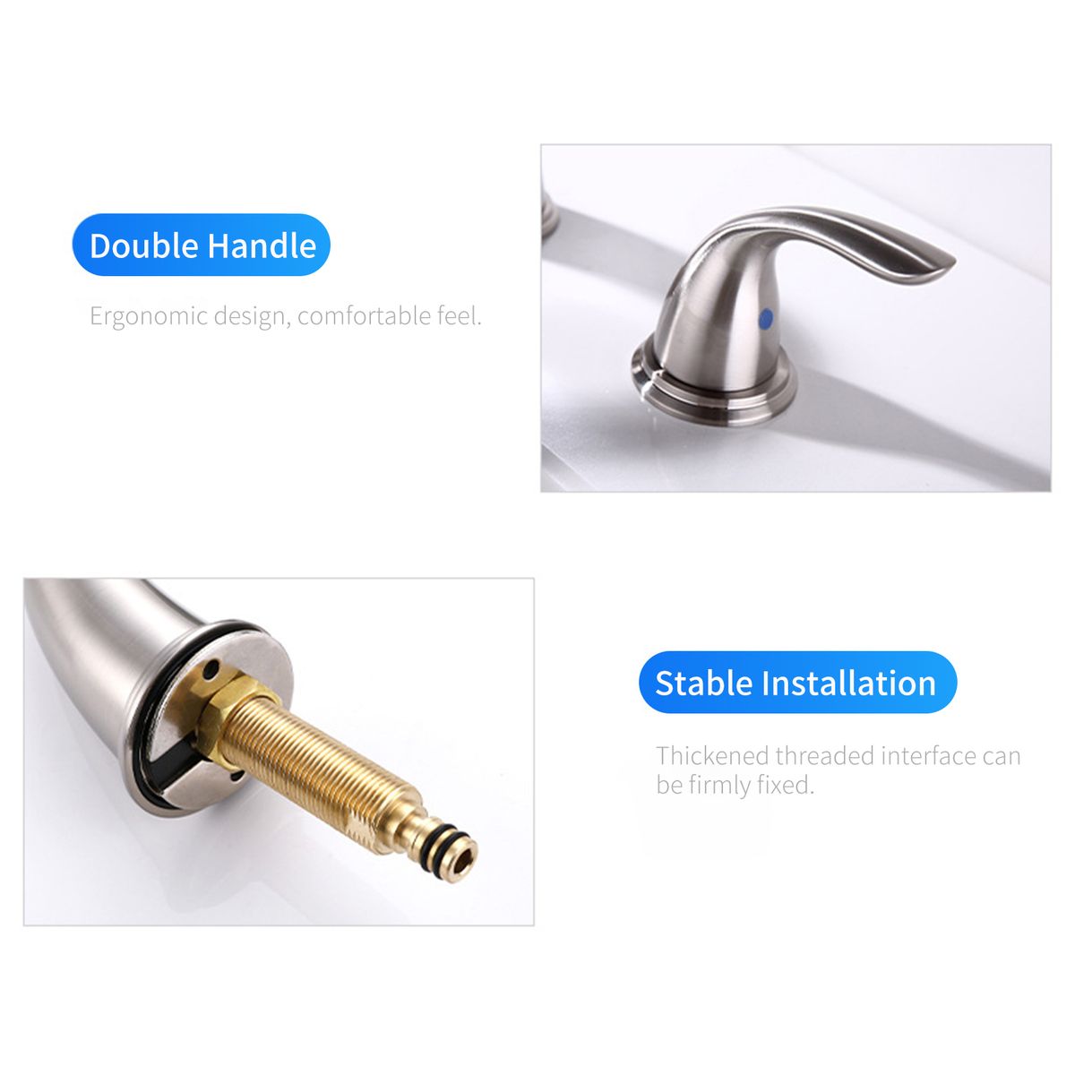 3 Hole Two Handle Kitchen Faucets Hot   Cold Water Mixer