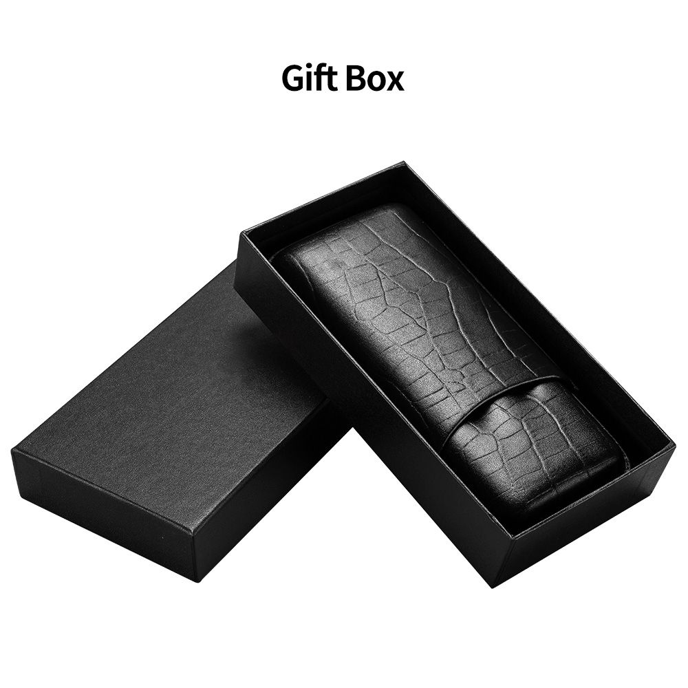Portable Leather Cigar Case With Cigar Cutter 3 Tube Holder
