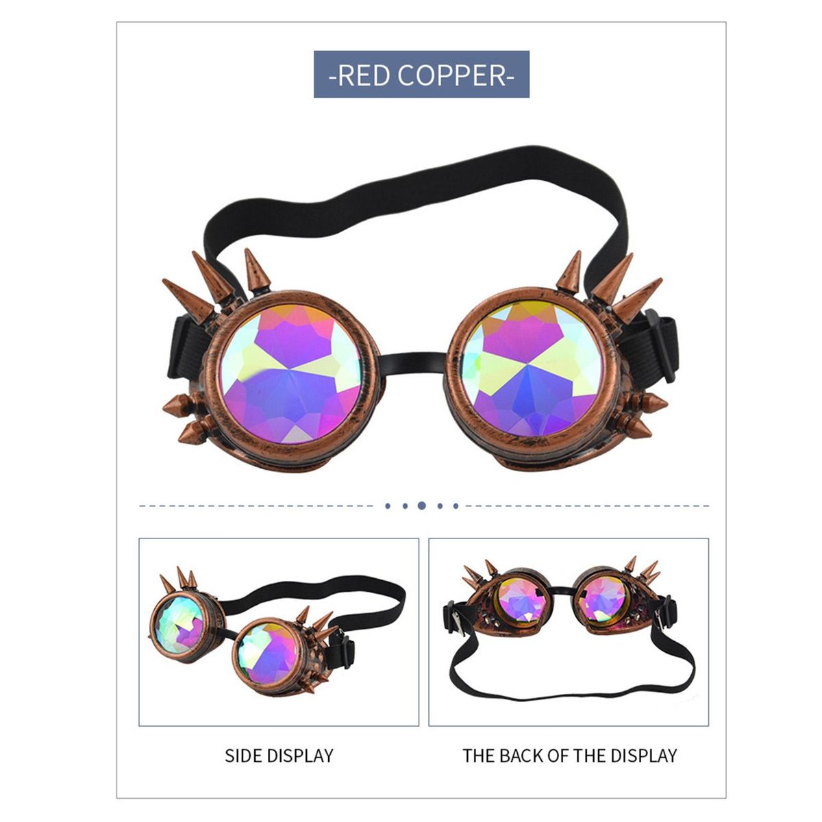 Kaleidoscope Glasses Costume Parties Steampunk Glasses Red Bronze