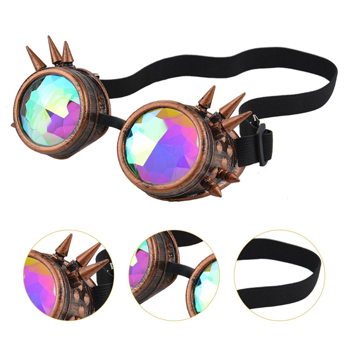 Kaleidoscope Glasses Costume Parties Steampunk Glasses Red Bronze