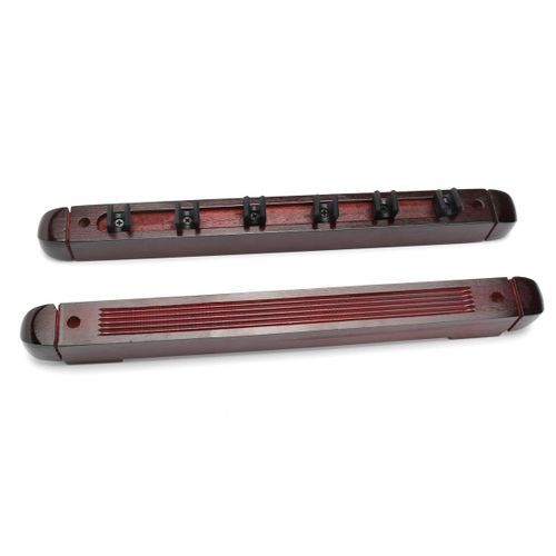 6 Clips Wooden  Rack Wall Mounted Pool Billiard Snooker Game Room Mahogany