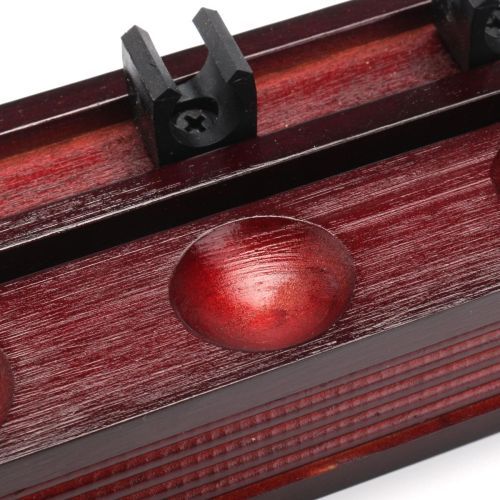 6 Clips Wooden  Rack Wall Mounted Pool Billiard Snooker Game Room Mahogany
