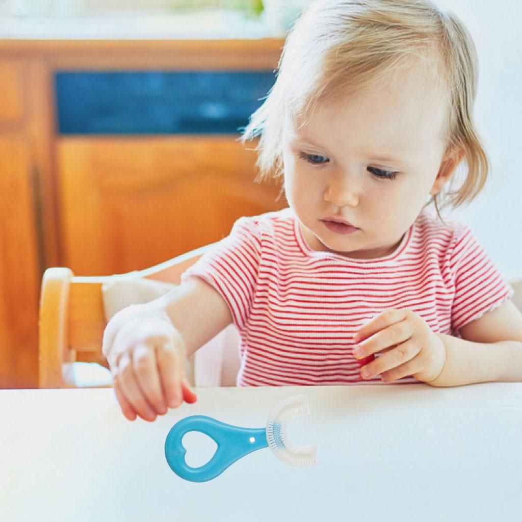 Silicone Kids Teeth Cleaning Brush U-Shape For Toddlers Blue 2-6 Years