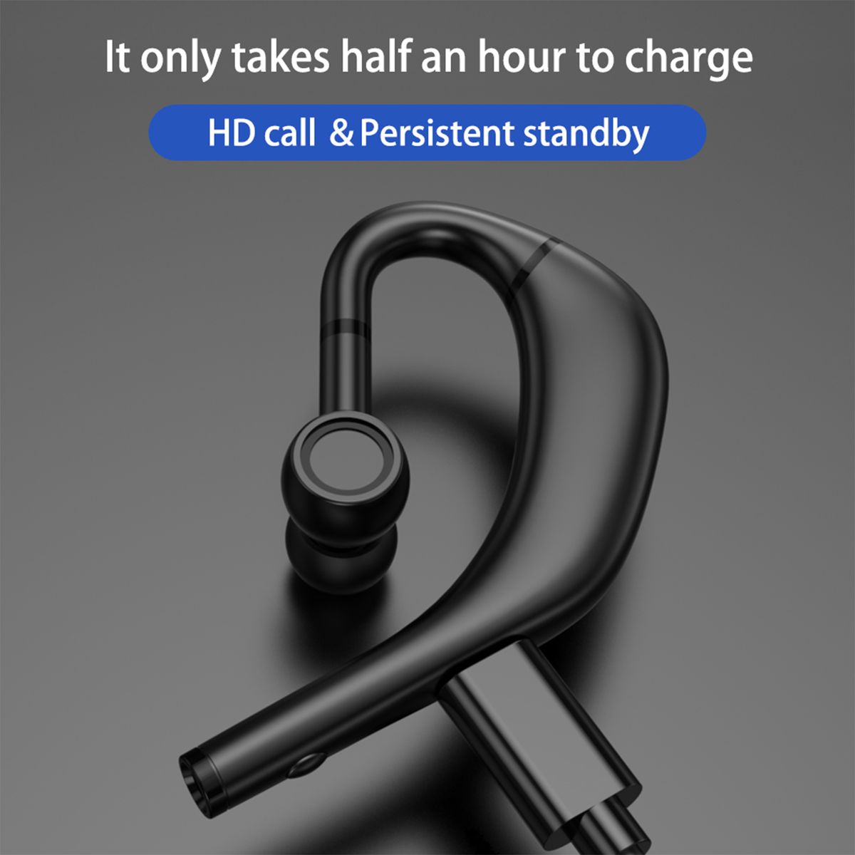 RD09 Ear Hook Bluetooth 5.0 Stereo Rechargeable Long-Black