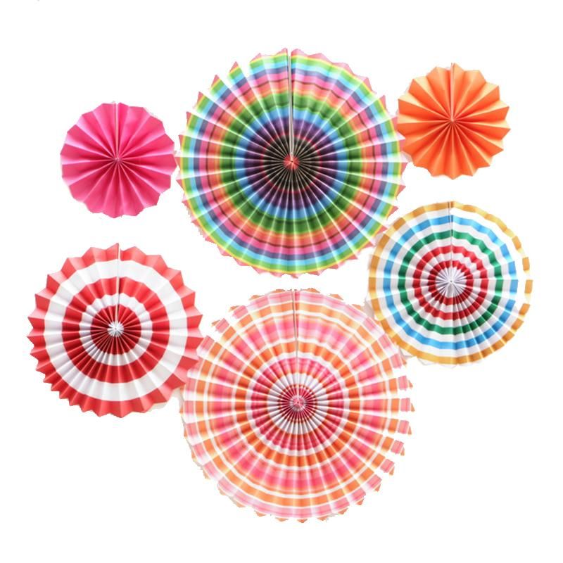 6 pcs Paper Fan Flower European Style Garden Decoration