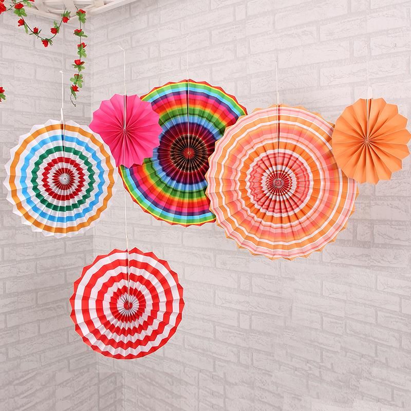 6 pcs Paper Fan Flower European Style Garden Decoration