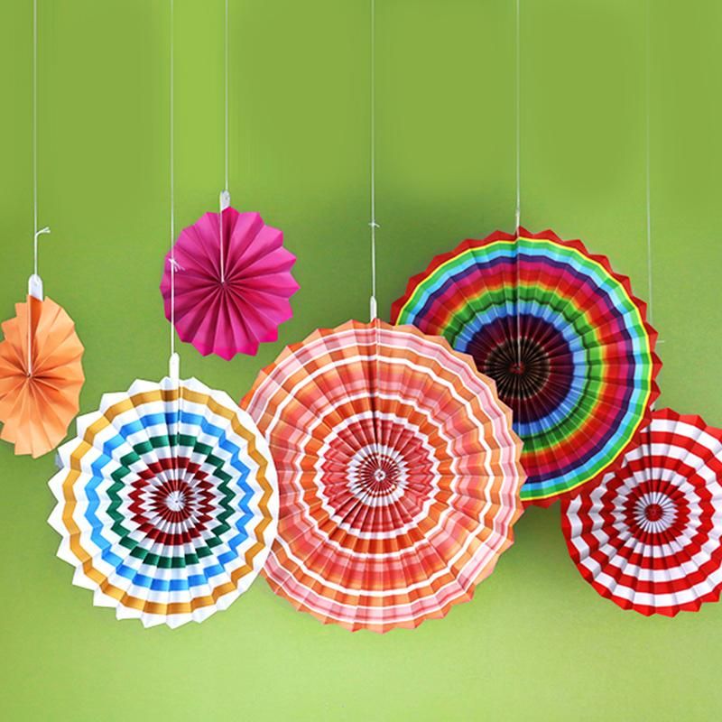6 pcs Paper Fan Flower European Style Garden Decoration