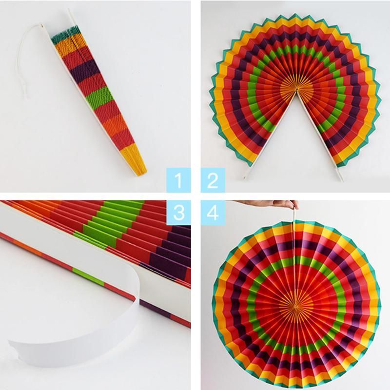 6 pcs Paper Fan Flower European Style Garden Decoration