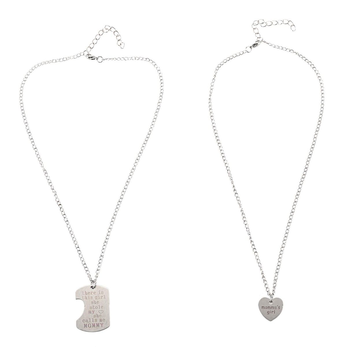 2Pcs Family Love Mother Daughter Little Heart Joint Pendant