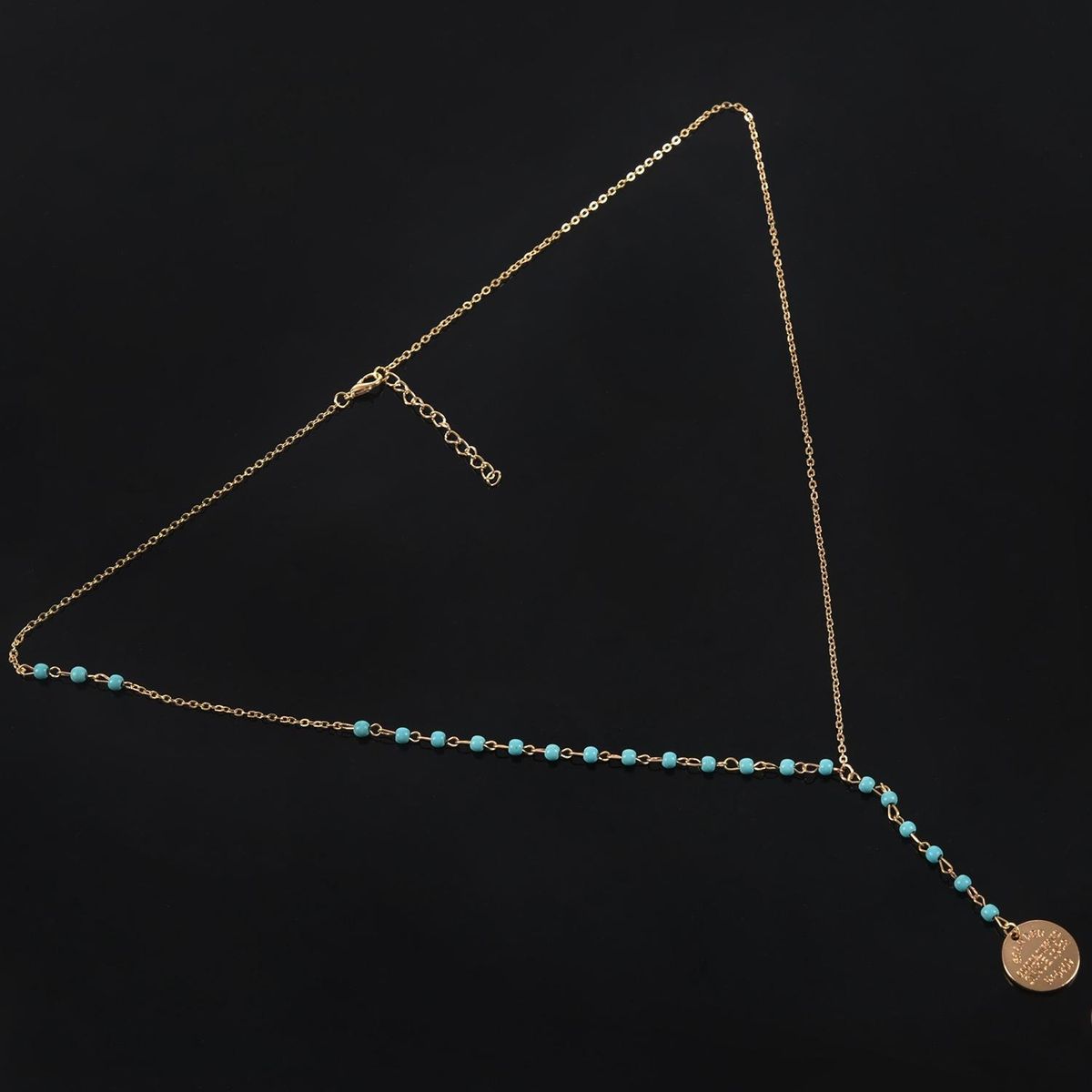 Fashion Women Long Tassel Turquoise Beads Gold Chain Choker
