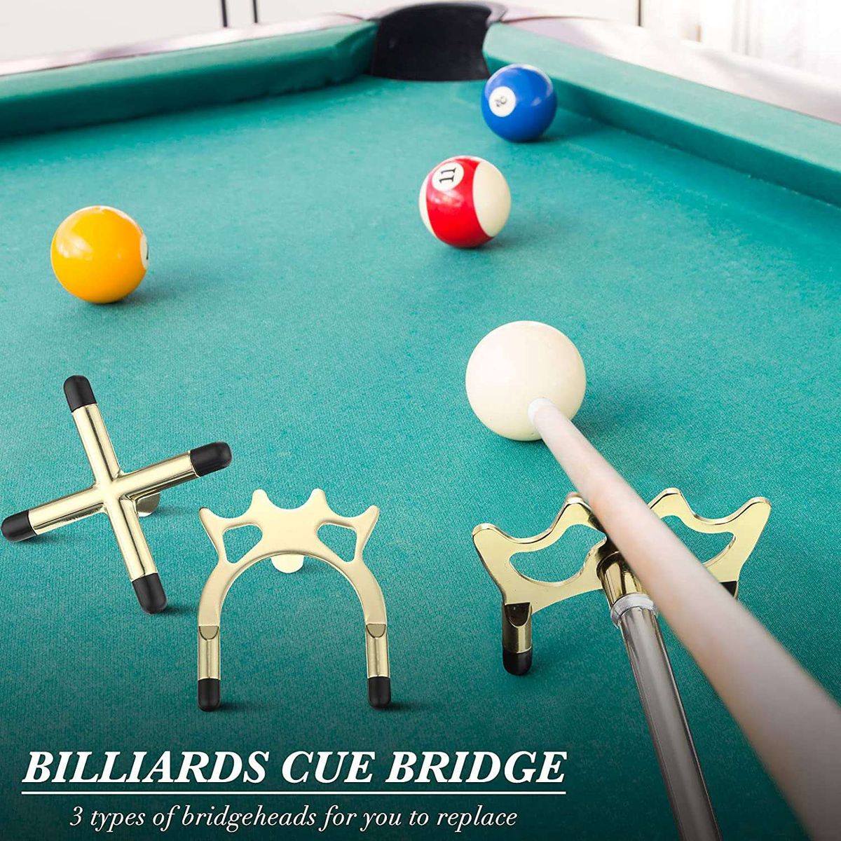 Retractable Billiard Cue Stick Bridge With 3Pcs Removable