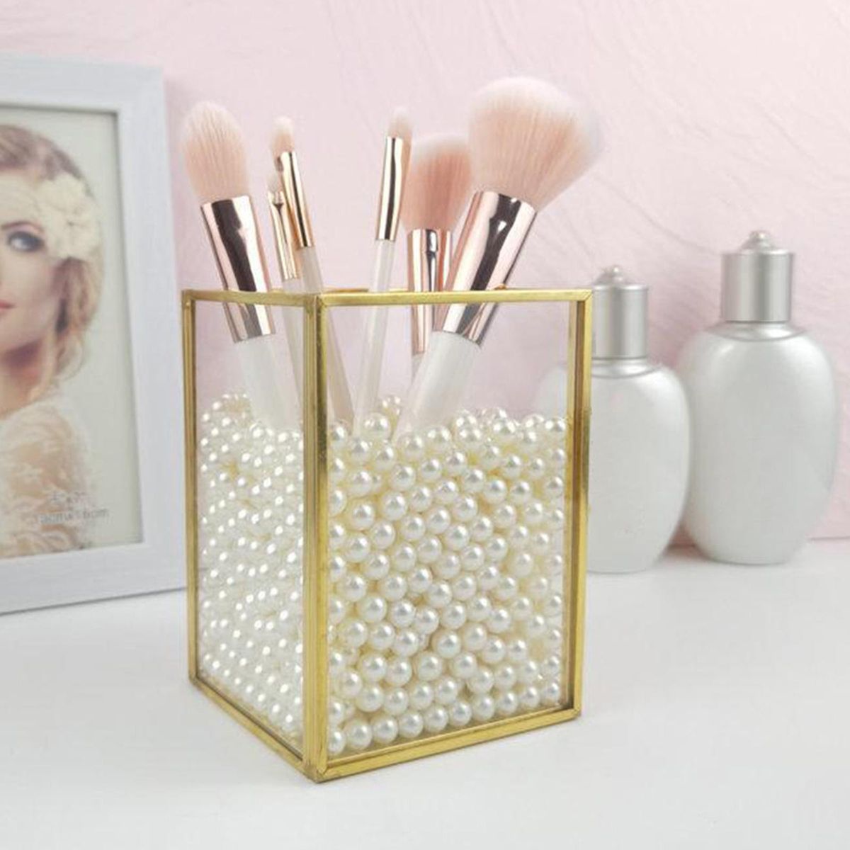 Desktop Organizer Pen Holder Cosmetics Makeup Brushes Display Stand