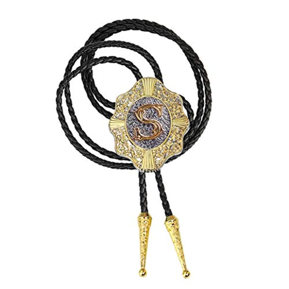 Letter ABCDEFG-Z Bolo Tie For Man Indian Cowboy Western Cowgirl Leather Rope Zinc Alloy Necktie A