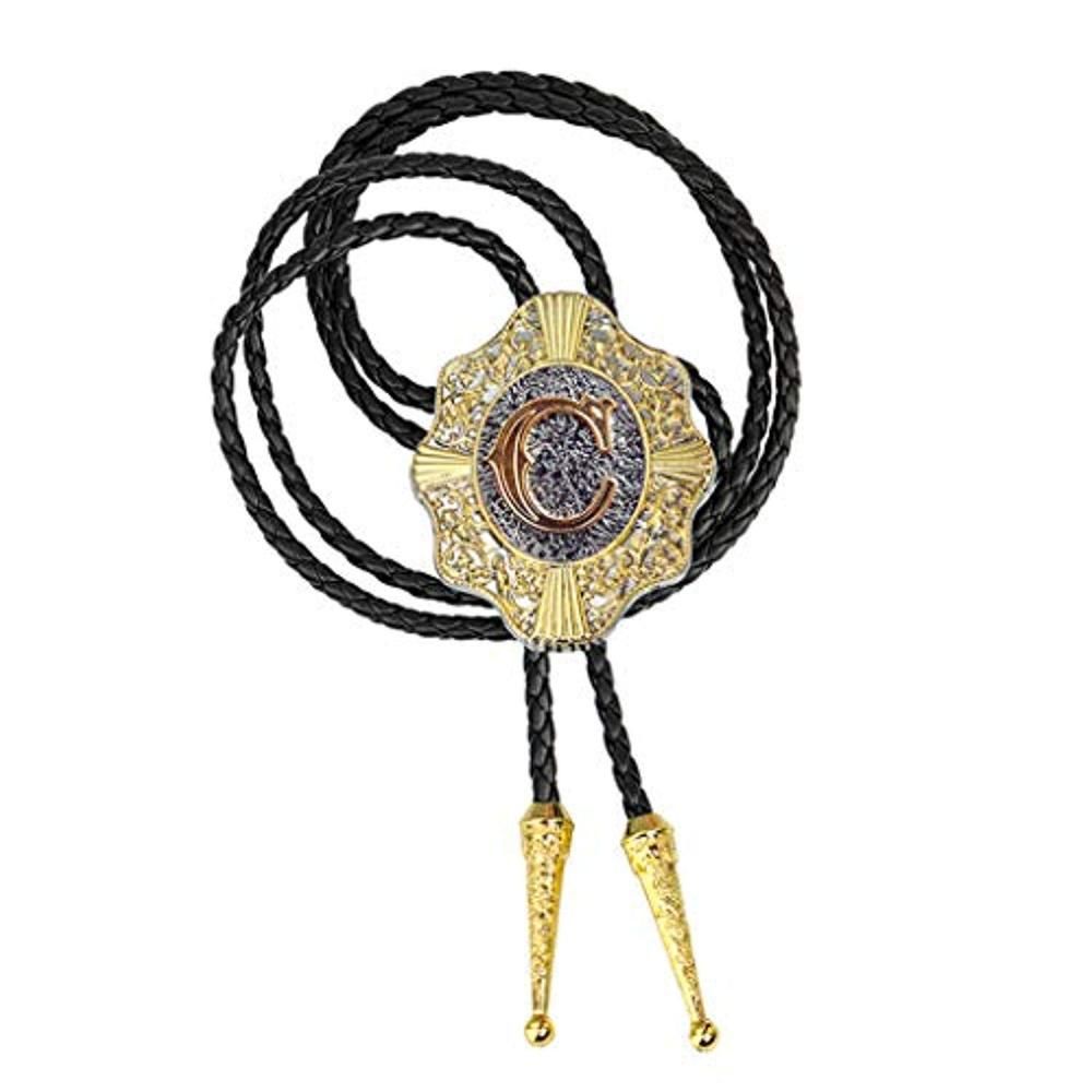 Letter ABCDEFG-Z Bolo Tie For Man Indian Cowboy Western Cowgirl Leather Rope Zinc Alloy Necktie A
