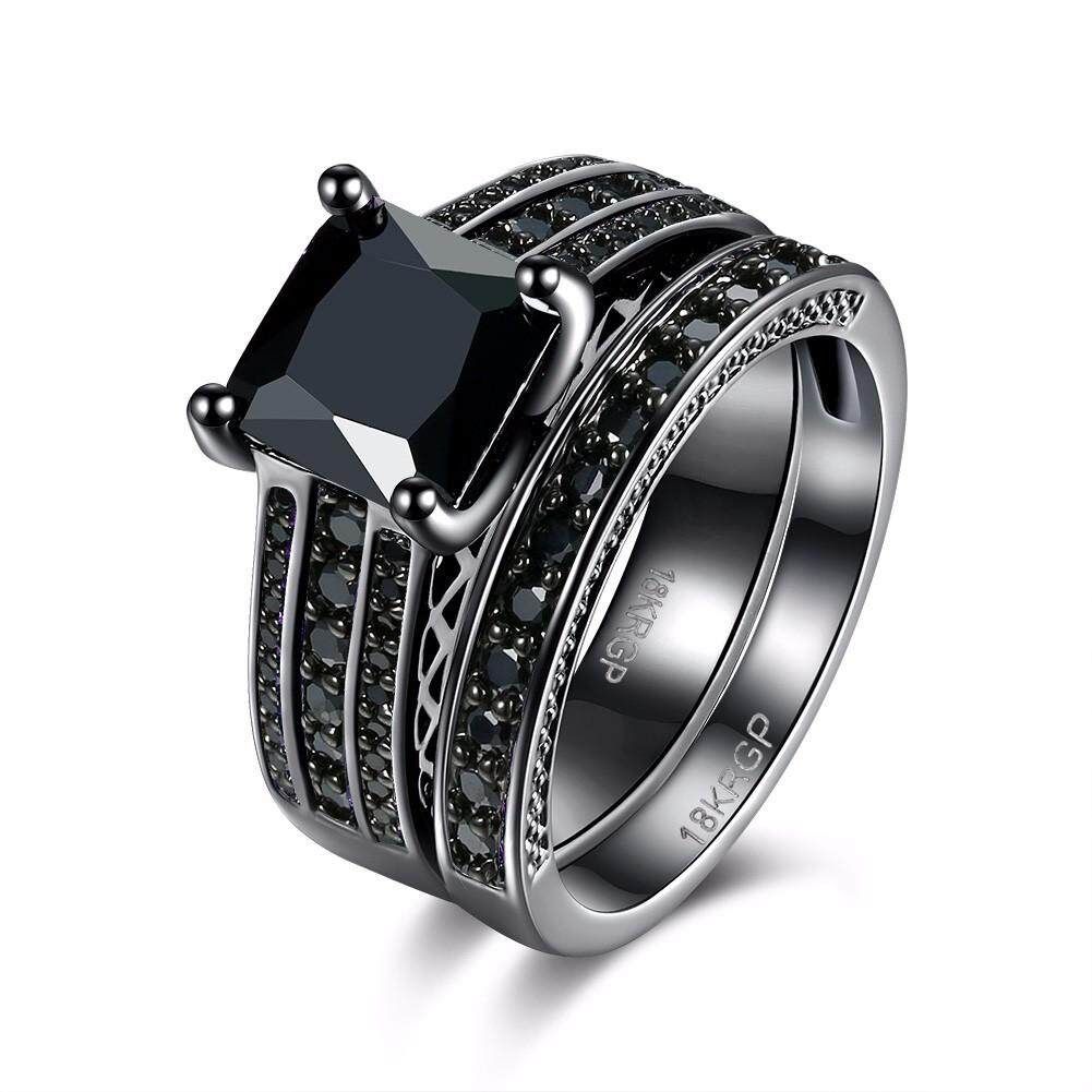 LKN18KRGPR883 Europe And American Style Women's Diamond Ring Black Size 6 Black