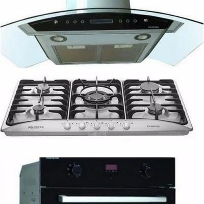 60cm Electric Oven, 90cm 5 Gas Burner & 90cm Cooker Hood Extractor Package