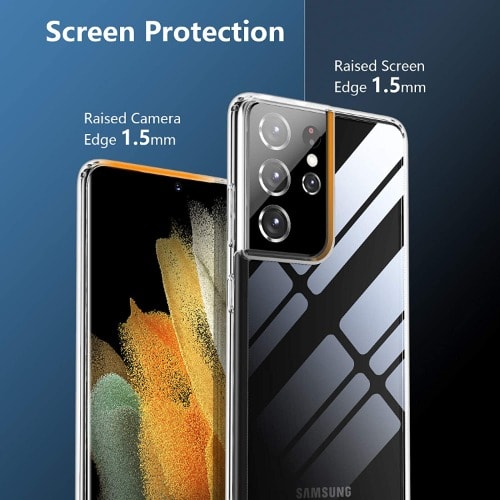 Samsung Galaxy S21 Ultra Case, With Premium Clear Soft Tpu + Hard Pc Crystal Clear Anti Sc