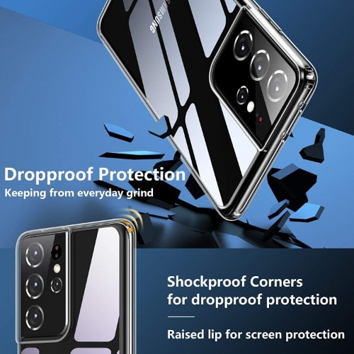 Samsung Galaxy S21 Ultra Case, With Premium Clear Soft Tpu + Hard Pc Crystal Clear Anti Sc