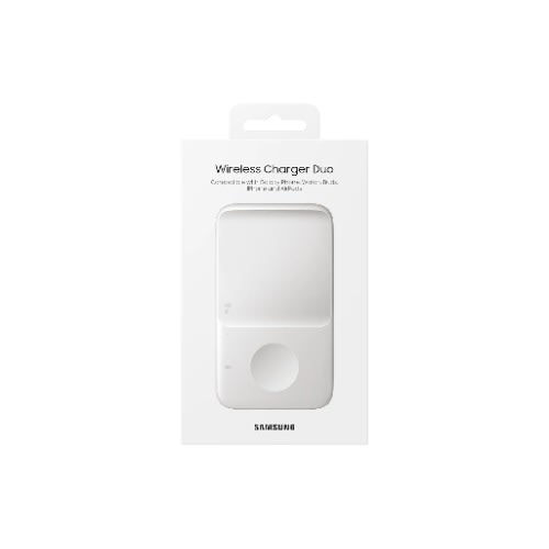 Wireless Charger Duo compatible with Galaxy Phone, Watch, Buds, iPhone and Airpods - White