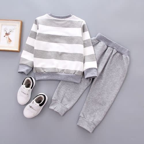 Boy Cartoon Printed Bear Design Set  - Gray