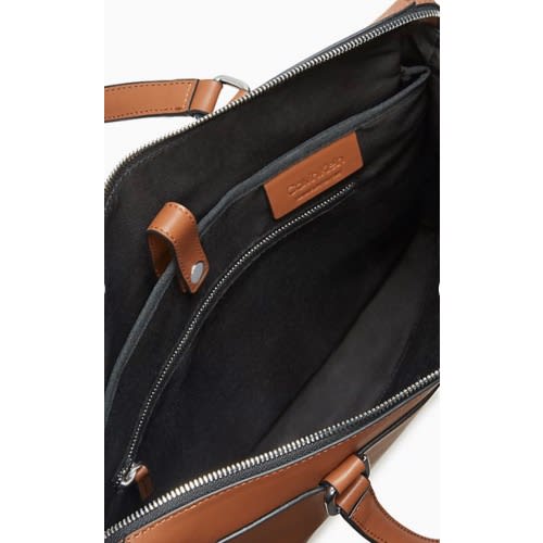 Dress Leather Slim Briefcase, Brown