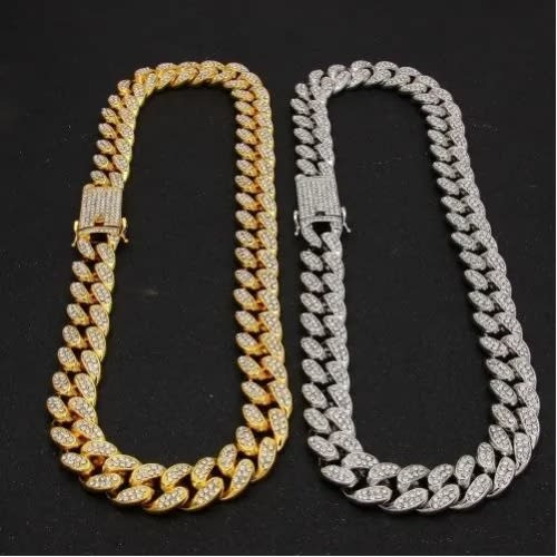 Iced Out Crystal Miami Cuban Chain - Gold + Silver