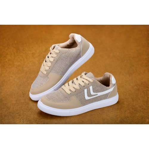 Unisex Casual Lace Up Sneakers - Khaki White