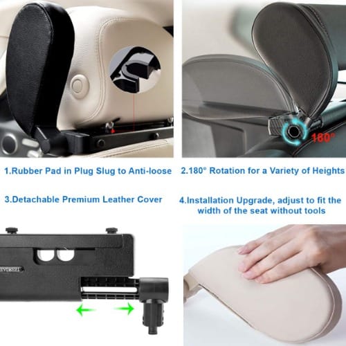 180 Degree Adjustable Car Headrest Pillow - Beige